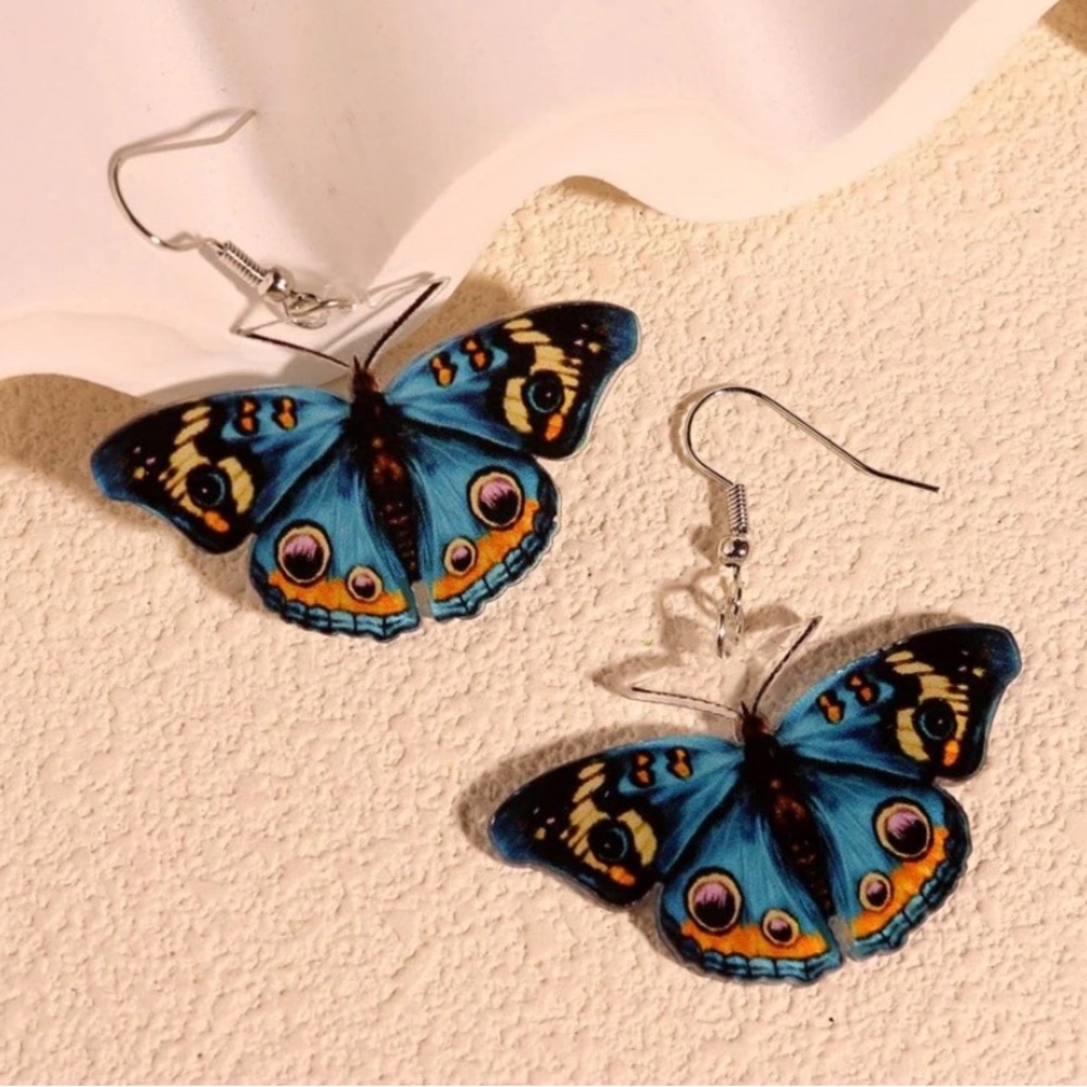 Blue Butterfly Acrylic Earrings